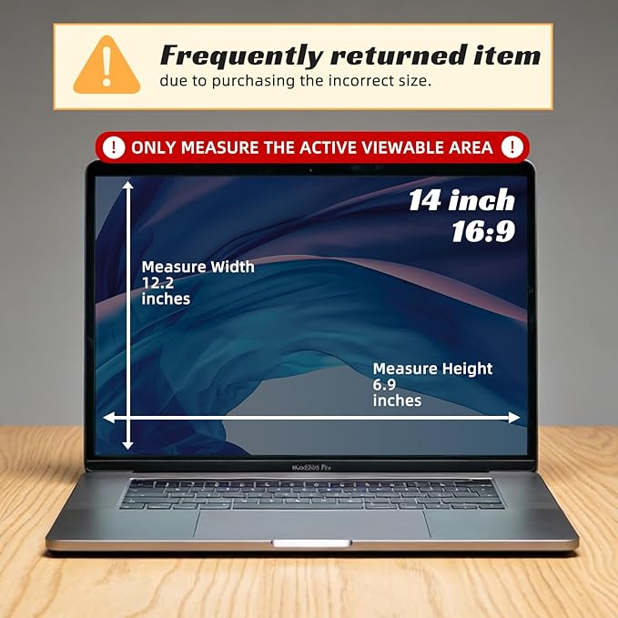 Yamaya 14 Inch Laptop Privacy Screen, Removable 16:9 Aspect Privacy Filter Screen Protector, Anti Peeping