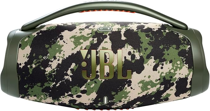 JBL Boombox 3 - Portable Bluetooth Speaker, Powerful Sound and Monstrous bass, IPX7 Waterproof, 24 Hours of Playtime, powerbank, PartyBoost for Speaker Pairing, eco-Friendly Packaging (Squad)