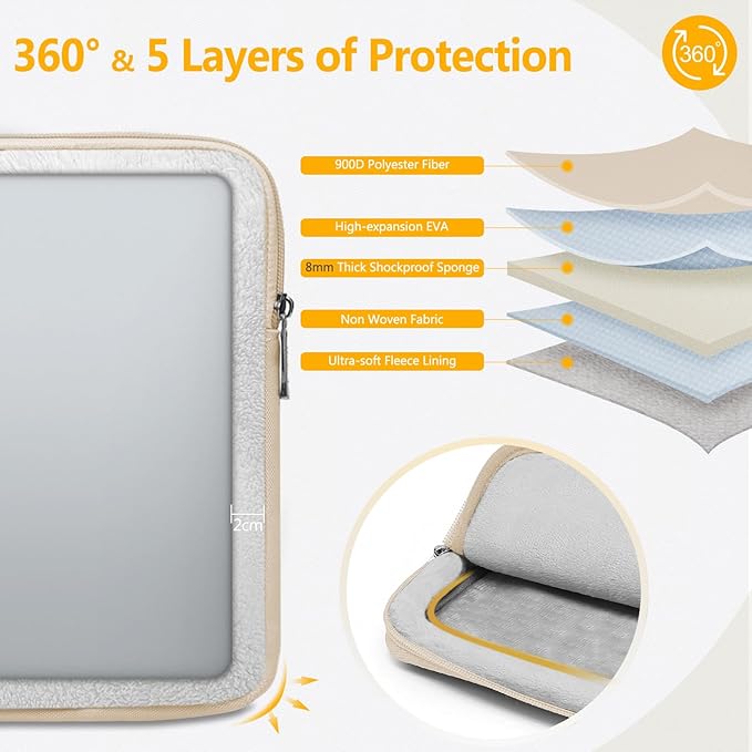 HYZUO 15-16 Inch Laptop Sleeve Bag Set for MacBook Pro 16 M5/M4/M3/M2/M1 Pro/Max A3428 A3429 2026-2019, 15" Surface Book, Notebook Case for 15" 15.6" HP Dell Lenovo Asus Acer Samsung, Sand