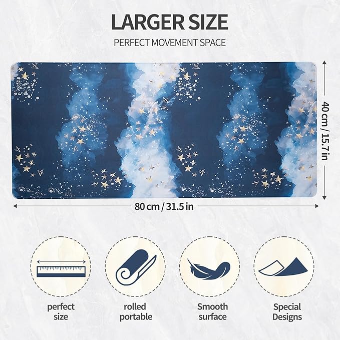 Bloss Large Gaming Mouse Pad XL Desk Mat, Mousepads, Extended Desk Pad, Mouse Mat with Anti-Slip Rubber Base-Blue Star Sky (31.5 x 15.7 x 0.12 Inches)