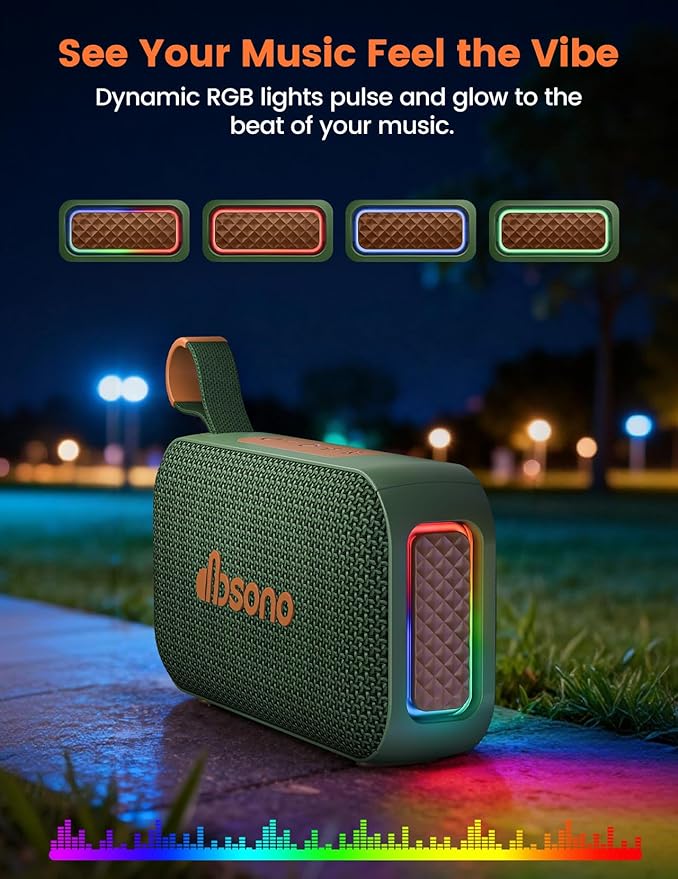 Bluetooth Speaker Stereo 20W Loud Sound: 30H Playtime, IPX5 Water Resistant, Portable Wireless Speakers, Powerful Bass, Lightshow, Birthday Gifts for Men/Adults/Teens, Beach Vacation Essentials, Blue
