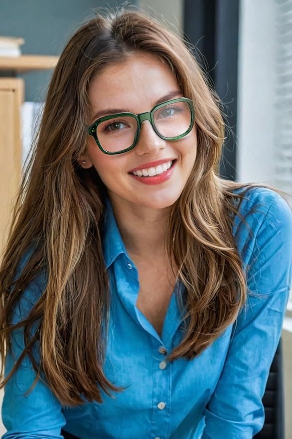 VISOONE Oversized Square Blue Light Blocking Glasses Fashion Computer Eyewear for Women and Men BENNETT
