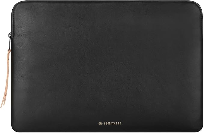 Comfyable Slim Protective Laptop Sleeve, PU Leather Bag Compatible with 15" MacBook Air (Snug Fit) M5 & 14" MacBook Pro M5 Pro/Max 2026 (Loose Fit), Black