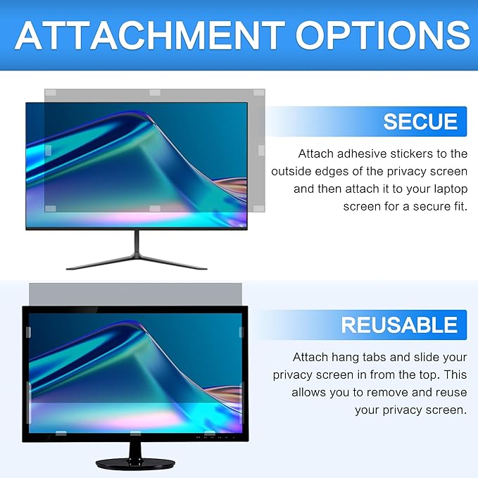 ZOEGAA 23.8 Inch Computer Privacy Screen Filter for 16:9 Widescreen Computer Monitor 20.75"x11.68", Computer Screen Privacy 23.8 inch and Anti Blue Light Anti Glare Protector