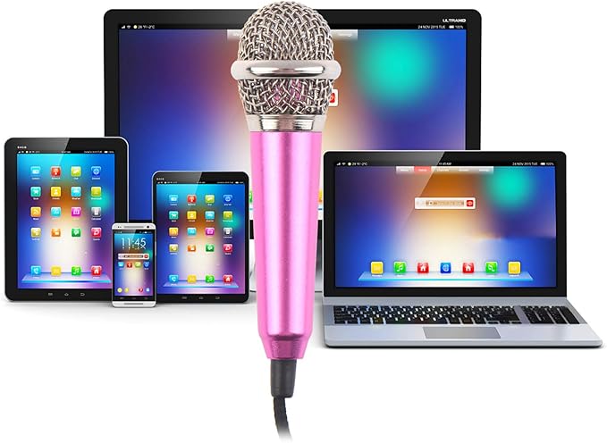 LOCOLO 4Pcs Mini Microphone Mini Karaoke Microphone for Voice Recording Portable Microphone Chatting and Singing Compatible with Smartphone iPhone iPad Laptop