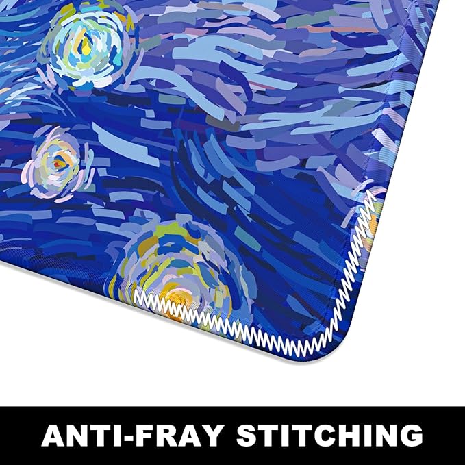 BOSOBO Large Mouse Pad, Desk Pad, XXL XL Extended Gaming Mouse Pad, Desk Mat for Office & Home, Long Keyboard Mat, Huge Mouse Pad, Desktop Full Cover 31.5 x 11.8 Inches, Van Gogh Starry Night