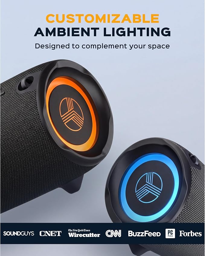TREBLAB Loud Portable Wireless Bluetooth Speaker, 60W Deep Bass, IPX7 Waterproof Outdoor Speaker, 20H Rechargeable Battery, Built-in Powerbank, TWS Stereo Pairing, Mic, USB-C, Carrying Strap - HD-Max