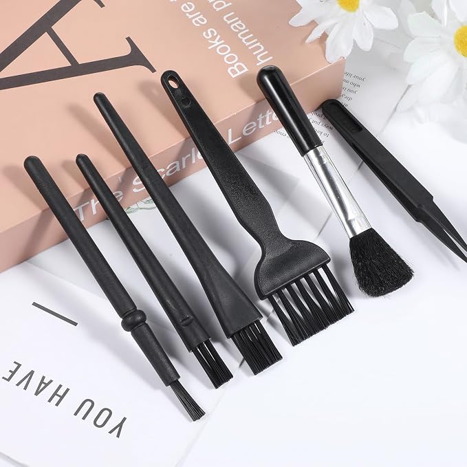 Small Keyboard Brush, 6 PCS Mini Keyboards Cleaner Brushes Kit, Nylon Anti Static Dusting Brush Electronics Cleaning Small Spaces Keyboard Cleaning Brushes for Cleanings Computer Motherboard Camera - Image 2