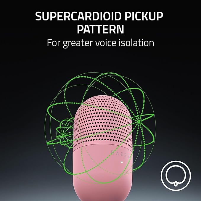 Razer Seiren V3 Mini USB Microphone: Condenser Mic - Supercardioid Pickup Pattern - Tap-to-Mute Sensor with LED Indicator - Shock Absorber - Ultra Compact - PC, Discord, OBS Studio, XSplit - Quartz