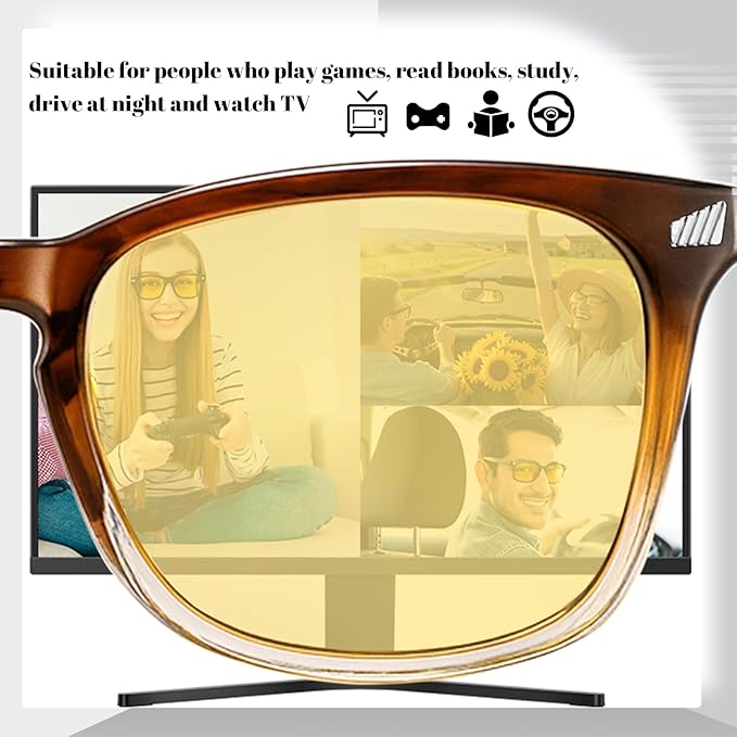 Polarized Sunglasses for Women Men, Night Driving Glasses Anti Glare Yellow Lens UV 400 for Day Night Use
