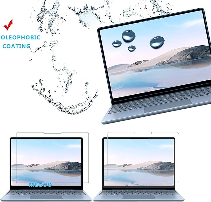 Megoo ArmorShield Tempered Glass Screen Protector for Microsoft Surface Laptop Go 3/2/1 12.4 Inch, 9H Hardness, Scratch Resistant, Responsive Touch, Easy Installation