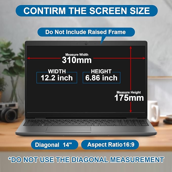 【2 pack】 14 Inch Laptop Privacy Screen Protector, 16:9 Aspect Removable Anti-Glare Blue Light Filter Protector - Scratch Resistant Data Privacy Screen Protecto