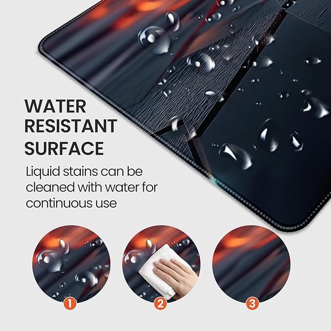 Large Gaming Mouse Pad, Abstract Geometric Orange and Blue Pattern, Extended 35.4 x 15.7 Inches, Non-Slip Rubber Base, Stitched Edges, XXL Desk Mat