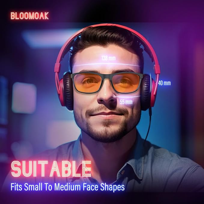 Bloomoak 100% Red Lens Blue Green Light Blocking Glasses- Dual AR Coatings Sleep Glasses Before Bed - Anti Glare, Fatigue