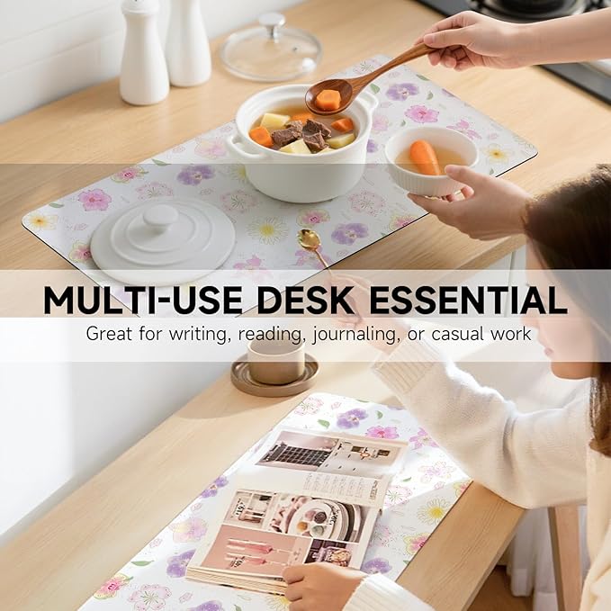 AUPET Leather Desk Pad Blotter Mat, Large Mouse Pad, Non-Slip Waterproof Desk Writing Pad Protector, Desk Decor for Office，Home，Gaming (Blossom, 35.4X15.7 inch)