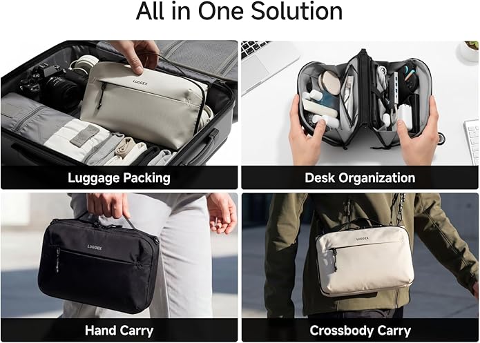 LUGGEX Tech Pouch, CBX01 Electronics Organizer Travel Case with Sling Strap, Water Resistant Travel Organizer Bag (CBX-Core) | Magnetic Clousure, Shoulder Strap, W-fold Design