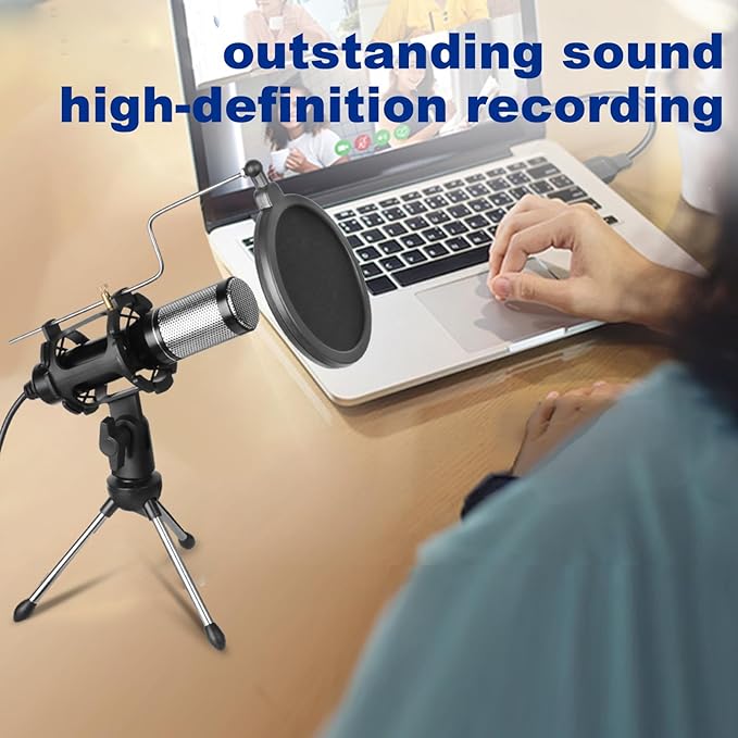E300 Sound Studio Recording Microphone, Condenser Broadcast Microphone Karaoke Singing for Recording Live Desktop Stand