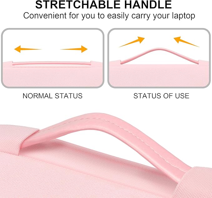 Lacdo 360° Protective Laptop Sleeve Case for 13 inch MacBook Air M5 A3449 (2026), M4 A3240 2025, M3 A3113 A2681 A2337 | 13" MacBook Neo A18 Pro A3404 (2026) | iPad Air/Pro 13 M5 Computer Bag, Pink