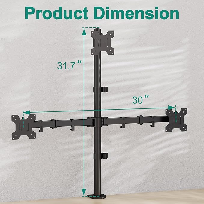 Triple Monitor Stand, Desk Mount for Three Screens up to 32 Inch, Stacked Monitor Arm for 3 Monitors Max 17.6lbs per Arm, Height Adjustable, Tilt, Swivel VESA Mount 75/100x100mm