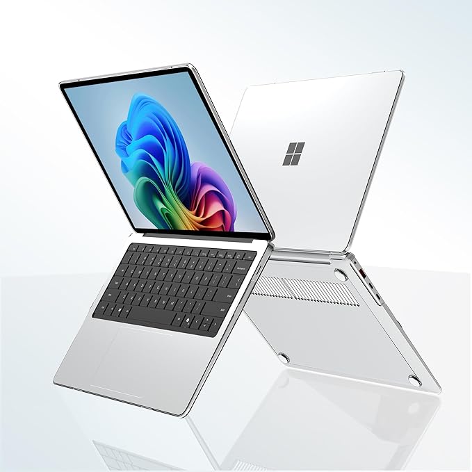 G JGOO Crystal Clear Case for 13-inch Microsoft Surface Laptop 2025 Model 2095, Windows 11 Touchscreen Copilot+ PC, Protective Plastic Hard Shell Case + Keyboard Cover +Screen Protector, Transparent