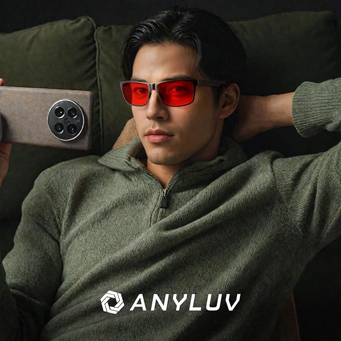ANYLUV Blue Light Blocking Glasses Men Computer Gaming Glasses Lightweight Al-Mg Metal Anti Eyestrain Eye Protection