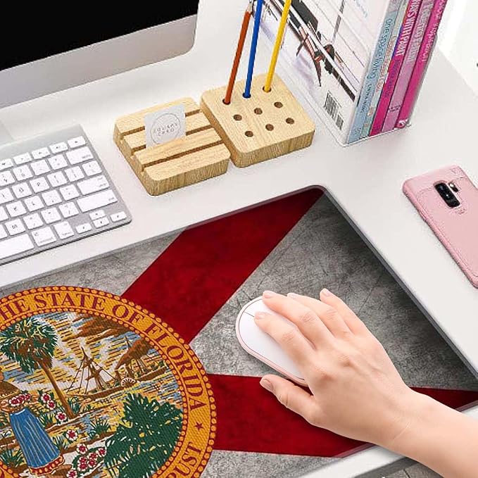 Florida Flag Gaming Mouse Pad Large,Florida Flag Mouse Pad Gaming Mouse Mat Desk Pad,31.5 x 11.8 Desk Mat Mouse Pads for Desk,Extended Keyboard Mousepad with Non-Slip Base and Stitched Edge