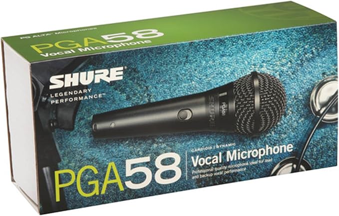 Shure PGA58 Dynamic Microphone - Handheld Mic for Vocals with Cardioid Pick-up Pattern, Discrete On/Off Switch, Stand Adapter and Zipper Pouch, No Cable (PGA58-LC)