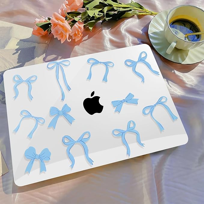 B BELK Compatible with MacBook Air 13 inch Case M5 2026 2025 2024-2022 M4 M3 M2 A3449 A3240 A3113 A2681, Plastic Hard Shell+Keyboard Cover+Screen Protector for MacBook Air 13.6 inch Case, Blue Bow