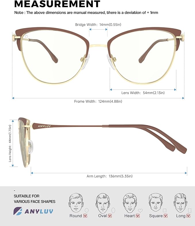 ANYLUV Blue Light Glasses for Woman Men, Womens Blue Light Blocking Glasses Computer Glasses Anti Eyestrain