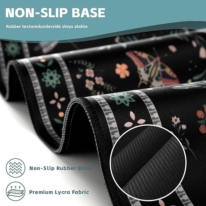 Baziabbo Black Desk Mat,XXL Extended Big Mouse Pad,Gaming Mousepad with Stitched Edge,Non-Slip Rubber Base Keyboard Desk Pad for Home Office Study Game