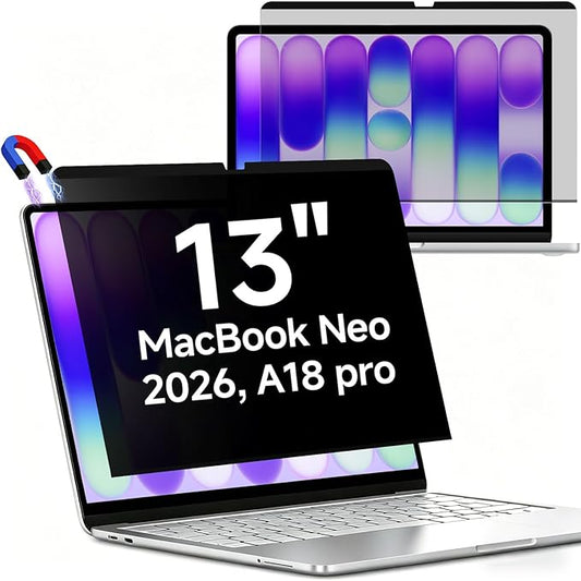 ZOEGAA MacBook Neo Privacy Screen, Magnetic Privacy Screen Protector for MacBook Neo 13 Inch, Anti-Glare Blue Light Blocking Filter for Office Coffee Shop Travel Work Study