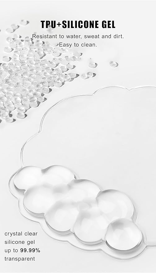 Mouse Pad with Wrist Rest, Soft Cloud Gel Keyboard Mouse Pad Set with Hand Wrist Support, Cute Non Slip Office Desk Accessories for Comfort/Pain Relief/Computer/Laptop (2Pc Clear Cloud)