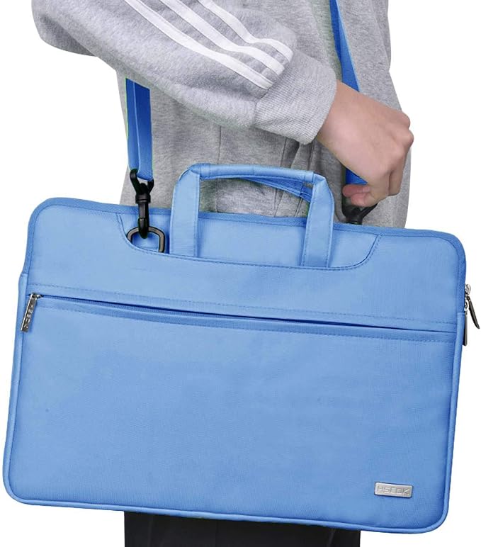 Hseok 17.3 Inch Laptop Shoulder Bag, Water-Resistant & Shockproof Protective Computer Case Compatible with 17.3 inch Dell Asus HP Lenovo Acer MSI Notebooks,Light Blue