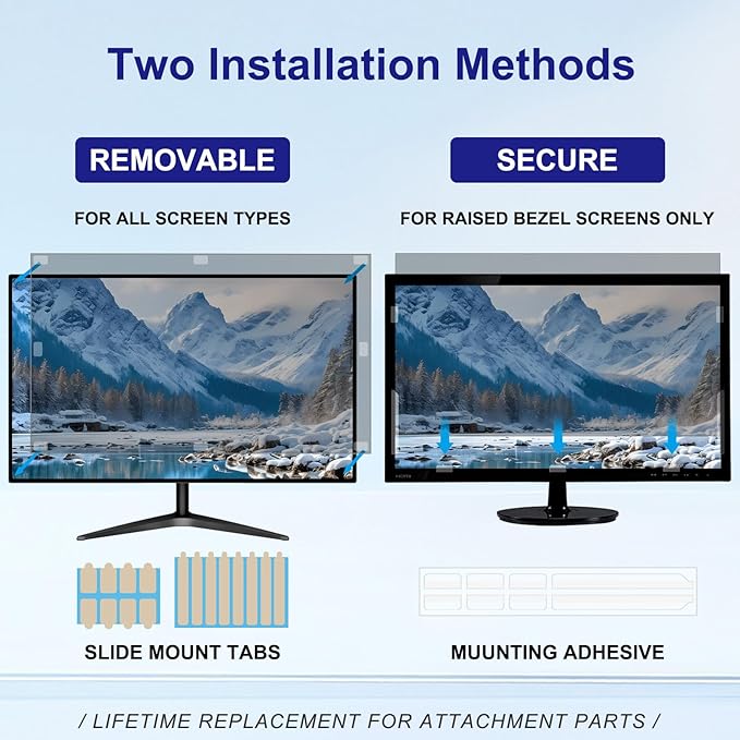 21.5 Inch Computer Privacy Screen Filter for 16:9 Aspect Ratio, Eye Protection Anti Blue Light Glare Shield, Removable Black Blackout Anti Spy Desktop Security Private Filter Protector