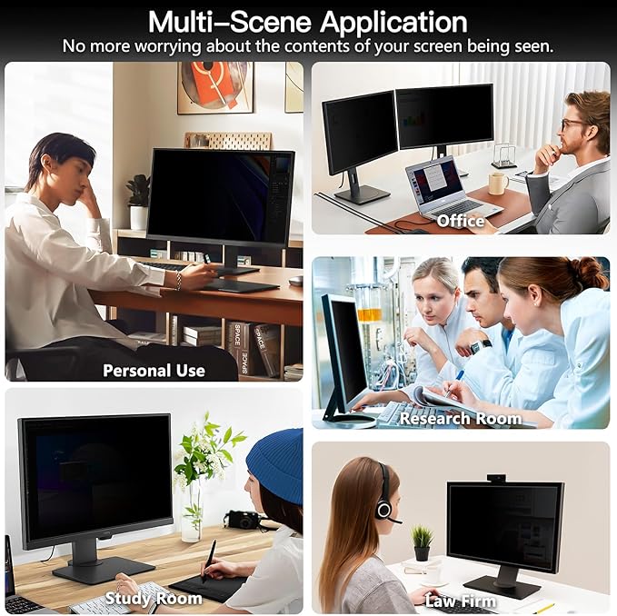 Magnetic Computer 27 Inch Privacy Screen for 16:9 Aspect Ratio Widescreen Monitor, Anti Glare Blue Light Protector Shield Filter for Eyes, Removable Computer Monitor Privacy Screen 27 inch