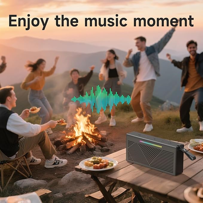 Bluetooth Speaker Wireless Portable IPX5 Waterproof for Home Party Outdoor Beach, Black