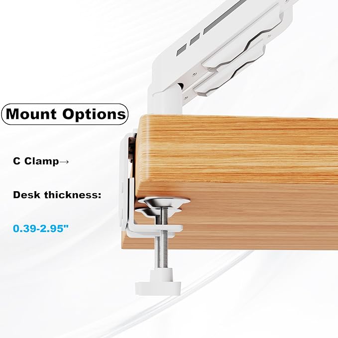 THEARK Dual Monitor Stand for Desk - Dual Monitor Mount for 17-32 Inch Screens,Height Adjustable Dual Monitor Arm Desk Mount with Clamp and Grommet Base,75x75/100x100mm VESA Mount,Max 19.8 lbs,White