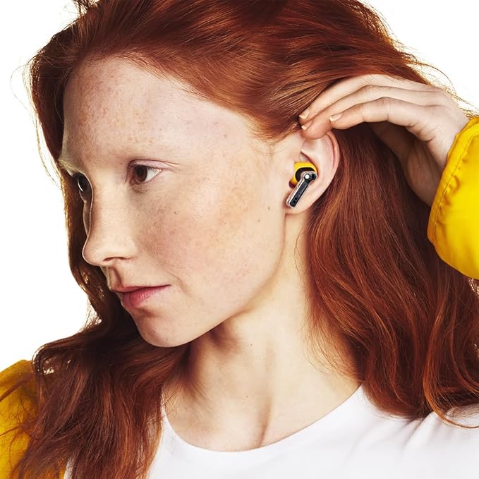 Nothing Ear (a) Wireless Earbuds, 45dB Hybrid Noise Cancelling Earbuds, Hi-Res Audio, Advanced Equaliser, Dual Connect, 6 Mics, 42.5H Playtime Ear Buds Wireless Bluetooth, Yellow