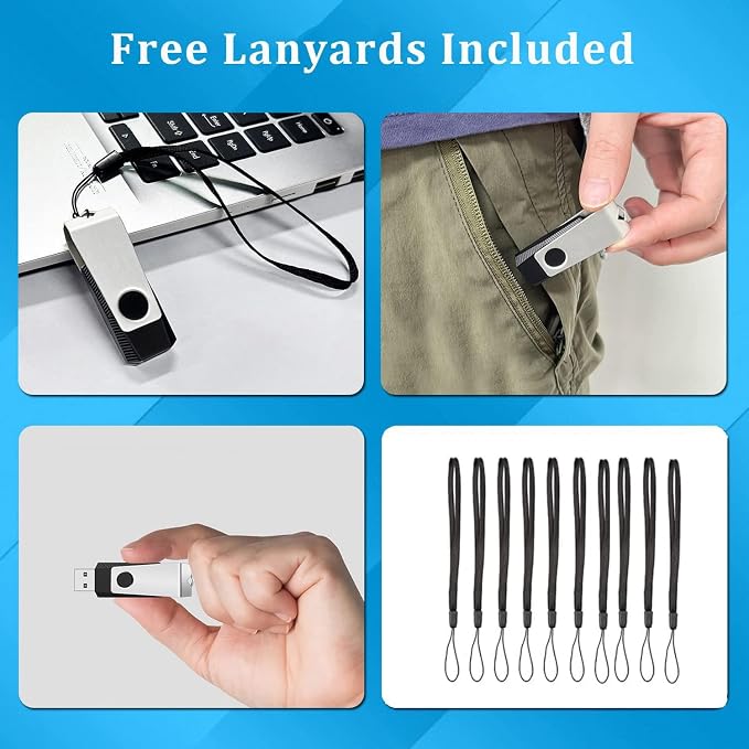 (Not 128GB) 128MB Flash Drives 100 Pack, Wooolken USB 2.0 Thumb Drive with Lanyards Bulk USB Sticks for Weddings,Office, School, Data Storage Backup - Image 5