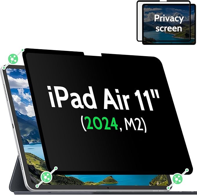 Privacy Screen Protector Compatible with iPad Air 11 M2/M3 (6/7th Generation,2024/2025), Anti-Glare Blue Light Film Anti-Spy Filter, Bubble-Free Shield Easy Install Guard Removable Cover