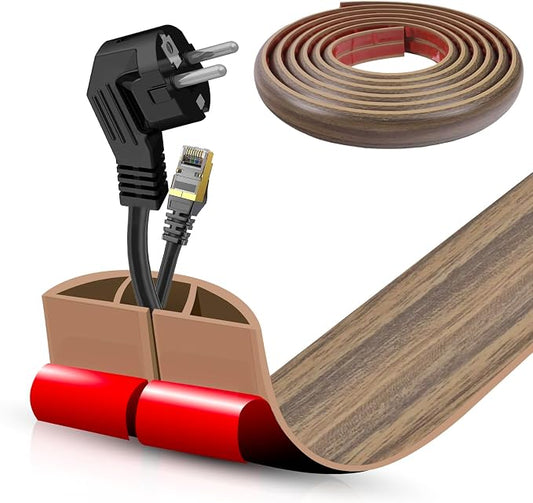 Floor Cord Cover Self Adhesive Cord Hider,10FT Cable Management, Extension Strip Protector for Wires, Prevent Cable Trips for Offices, Gyms, Exhibitions Cavity:0.47"(W) x0.35(H) Woodsmokedbrown by DBHXXMB-HH