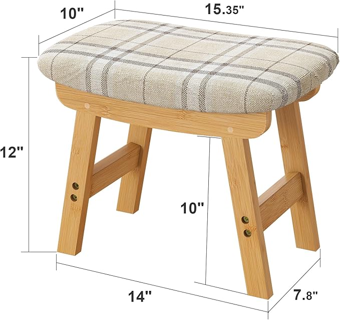 viewcare Foot Stools Ottoman, Small Soft Footrest Ottoman with Wood Legs, Sofa Footrest Extra Seating for Living Room Entryway Office