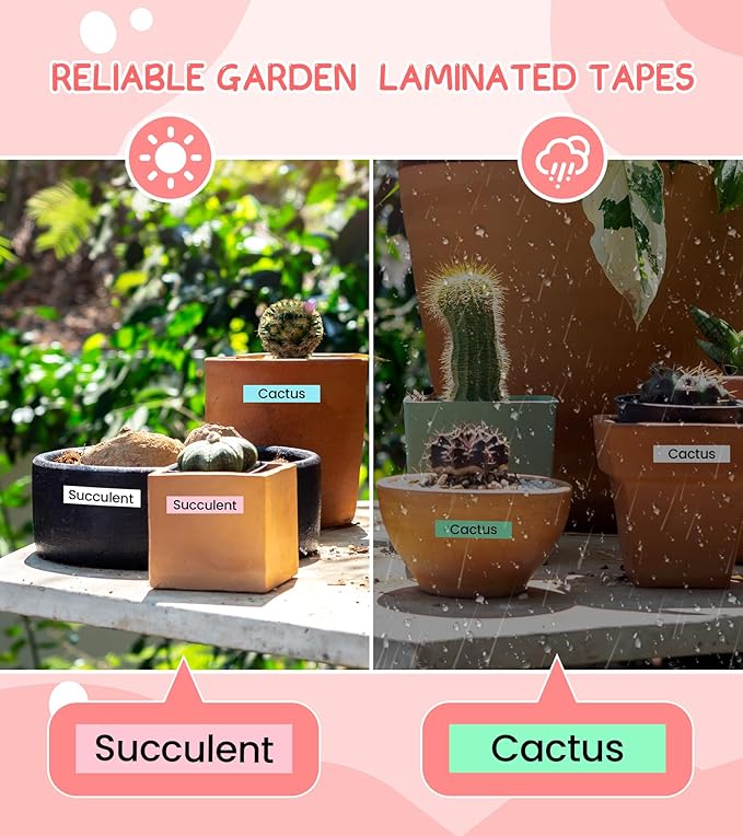 Label Maker Machine with Tapes Bundle, Pink Label Maker Waterproof-Labels, Desktop Labeler Machine with 4PK Tapes Laminated White for Home Kids School Items, Keyboard Labeler with 16 Fonts 800+ Icons