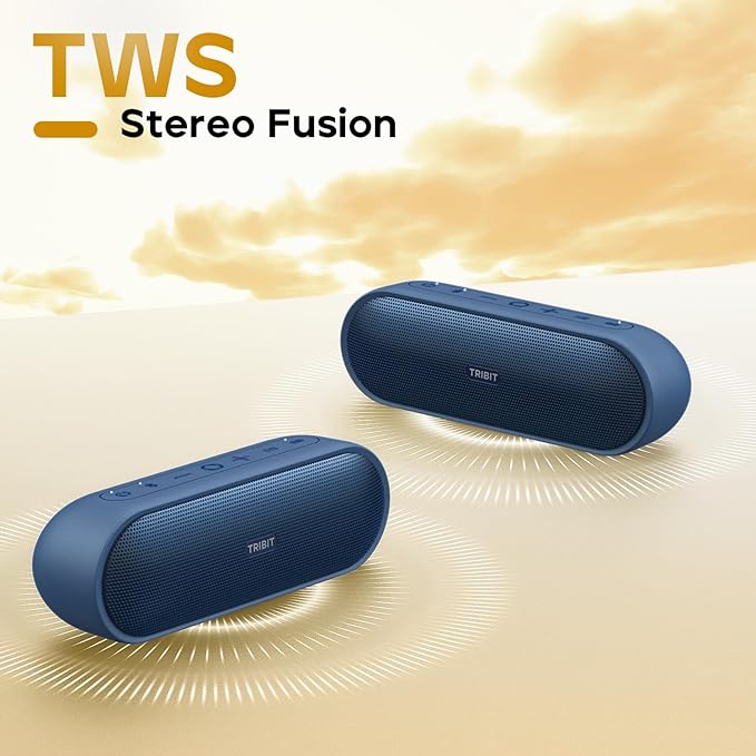 Tribit Portable Bluetooth Speaker XSound Plus 2, Wireless Speaker 30W with XBass, IPX7 Waterproof, 24-Hour Playtime, Stereo Sound, Built-in Mic, Bluetooth 5.3 for Party, Car, Travel(Blue)