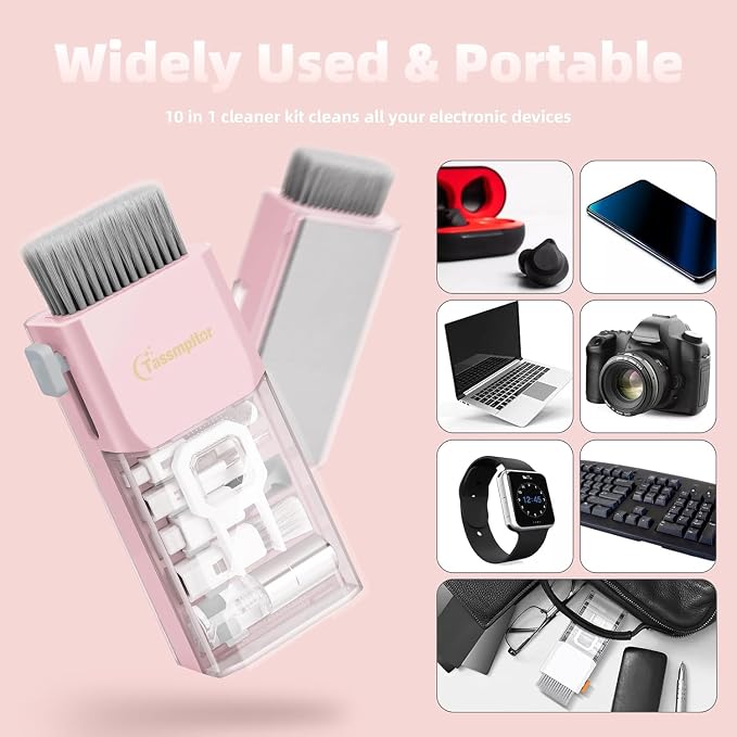 Tassmpitor Keyboard Cleaning Kit, All in 1 Laptop Cleaning Kit for MacBook iPhone iPad Camera Lens Airpods Computer, Compact Keyboard Cleaner with Spray and Brush, Multitool for Electronic Screen - Image 8