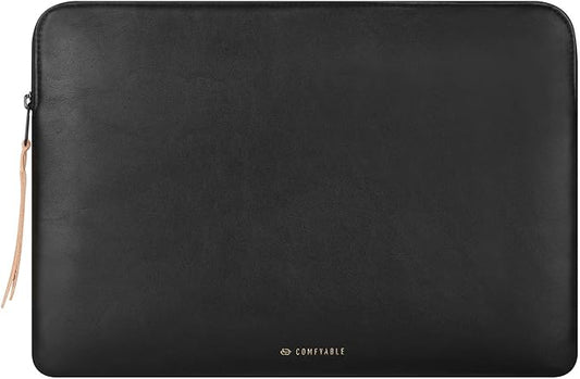 Comfyable Slim Protective Laptop Sleeve Compatible with 13/14 Inch MacBook Air & MacBook Pro M5/M4/M3/M2 Pro/Max 2026, Mac Travel Case, Laptop Pouch, Slim PU Leather Cover, Black