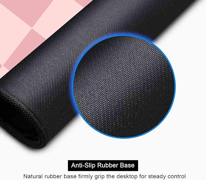 Pastel Pink Desk mat, Checkered Pattern Extra Large Mouse Pad, Desk Protector Pad, Writing Mat for Work Home Decor, Non-Slip Rubber Gaming Mouse Pads for Computer Laptop, 31.5 X 11.8 in