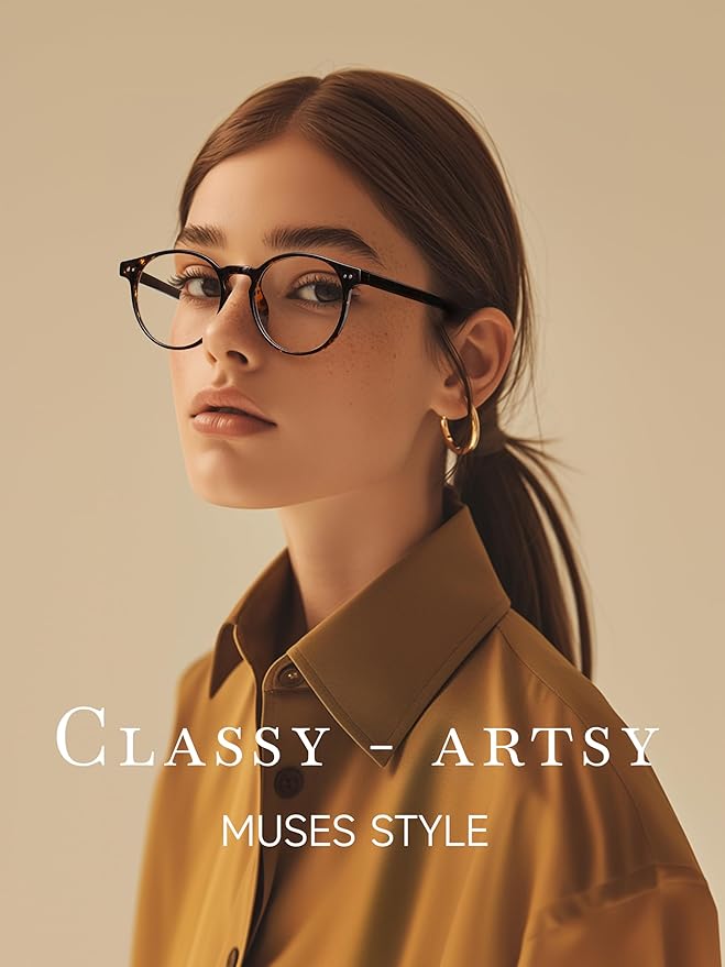 Round Blue Light Blocking Glasses Lightweight Chic Frame Anti Eye Strain Protection Computer Gaming for Women and Men