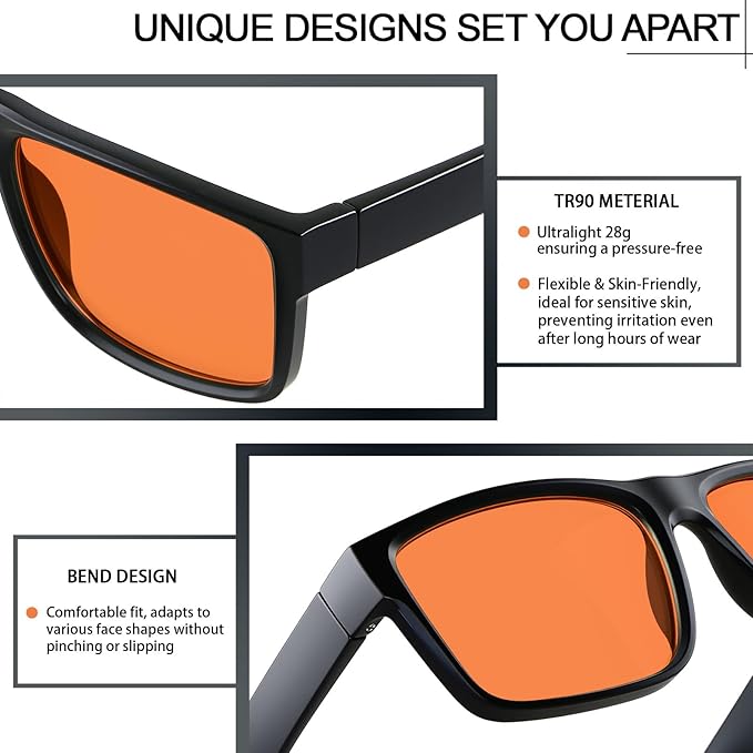 ANDWOOD Blue Light Blocking Glasses Men Women Computer TV Gaming AR Coatings Lens Improve Sleep Naturally Producing Melatonin