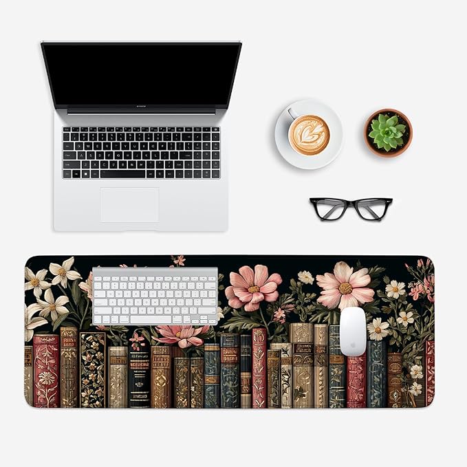 Mouse Pad, Large Anti-Slip with Stitched Edges Desk Mat Desktop Laptop Computer Desk Keyboard Mat,Table Protector Blotter Mat (Book, 31.5" x 11.8")